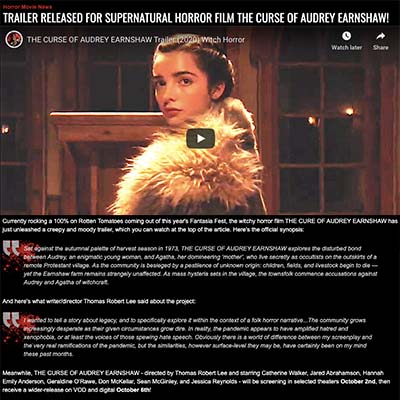 TRAILER RELEASED FOR SUPERNATURAL HORROR FILM THE CURSE OF AUDREY EARNSHAW!